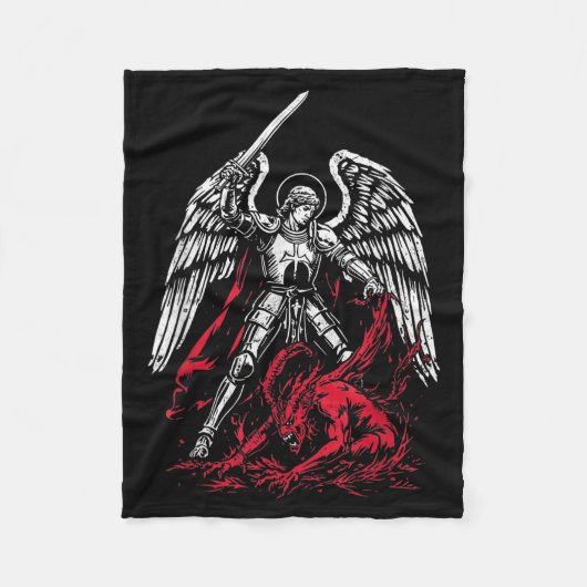 St. Michaël de Aartsengel verslaat Satan Katholiek Fleece Deken (Voorkant)