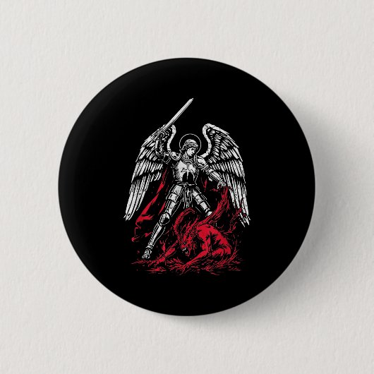 St. Michaël de Aartsengel verslaat Satan Katholiek Ronde Button 5,7 Cm (Voorkant)