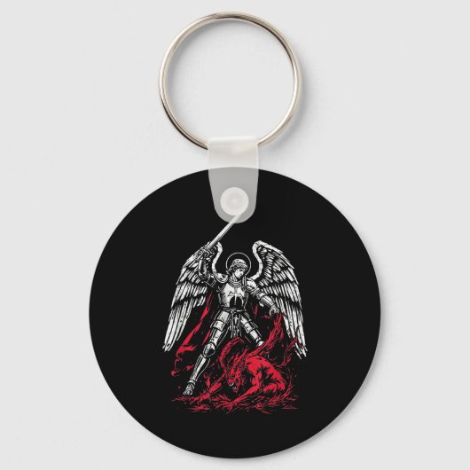 St. Michaël de Aartsengel verslaat Satan Katholiek Sleutelhanger (Voorkant)