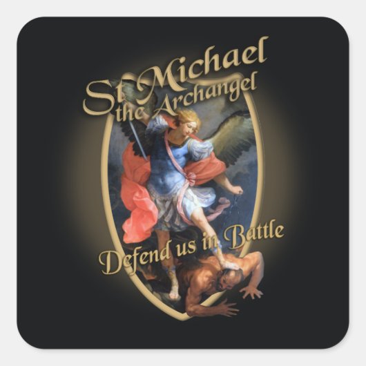 ST MICHAEL DE ARCHANGEL DEFEND ONS IN BATTLE VIERKANTE STICKER (Voorkant)