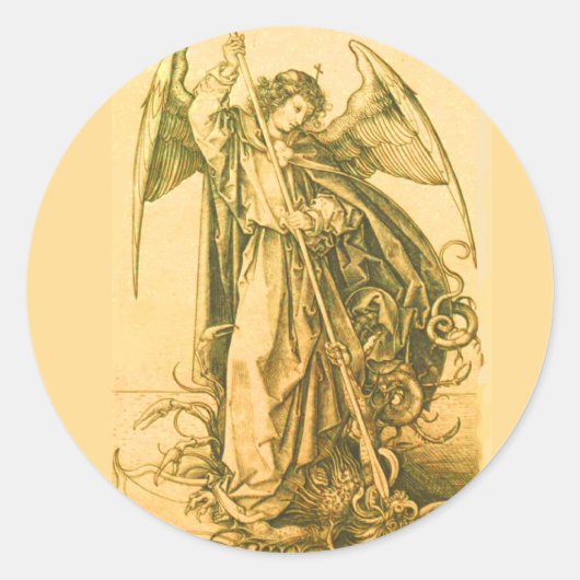 St. MIchael de Archangel Sleg Satan Ronde Sticker (Voorkant)