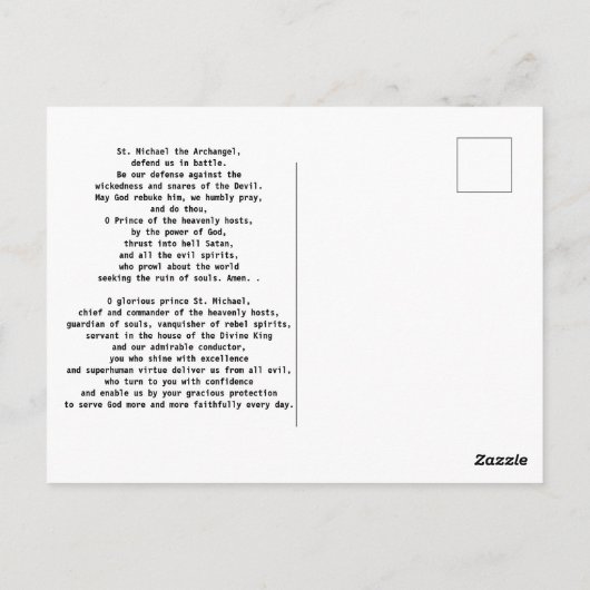 St Michael defend us Briefkaart (Achterkant)