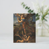 St. Michael die duivel verslaan door Raphael ansic Briefkaart (Staand voorkant)
