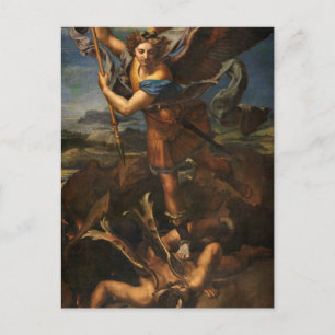 St. Michael die duivel verslaan door Raphael ansic Briefkaart
