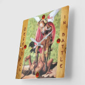 ST. MICHAEL, DRAGON AND JUSTICE Parchment Vierkante Klok (Hoek)