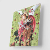 ST. MICHAEL, DRAGON EN JUSTITIE Green Pink Vierkante Klok (Hoek)
