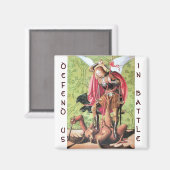 ST. MICHAEL, DRAGON EN JUSTITIE, Green Red Brown Magneet (Voorkant / Achterkant)