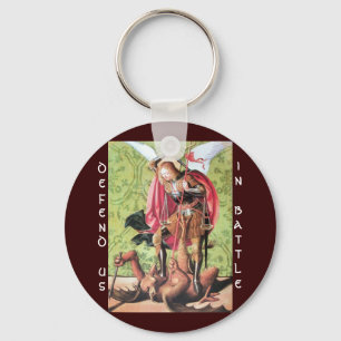 ST. MICHAEL, DRAGON EN JUSTITIE, Green Red Brown Sleutelhanger