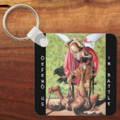 ST. MICHAEL, DRAGON EN JUSTITIE, Green Red Brown Sleutelhanger (Voorkant)