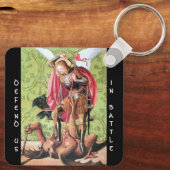 ST. MICHAEL, DRAGON EN JUSTITIE, Green Red Brown Sleutelhanger (Achterkant)