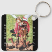 ST. MICHAEL, DRAGON EN JUSTITIE, Green Red Brown Sleutelhanger (Achterkant)