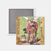 ST. MICHAEL, DRAGON EN JUSTITIE, groen rood bruin Magneet (Voorkant / Achterkant)