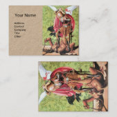 ST. MICHAEL, DRAGON EN JUSTITIE, Red Green Brown Visitekaartje (Voorkant / Achterkant)