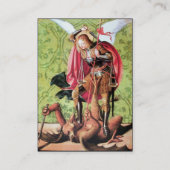 ST. MICHAEL, DRAGON EN JUSTITIE, rood groen zwart Visitekaartje (Achterkant)
