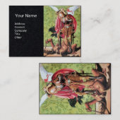 ST. MICHAEL, DRAGON EN JUSTITIE, rood groen zwart Visitekaartje (Voorkant / Achterkant)