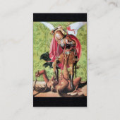 ST. MICHAEL, DRAGON EN JUSTITIE, rood groen zwart Visitekaartje (Achterkant)