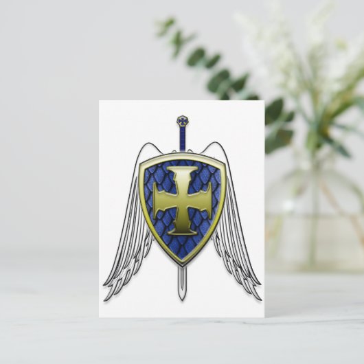 St. Michael - Dragon Scale Shield Briefkaart (Staand voorkant)