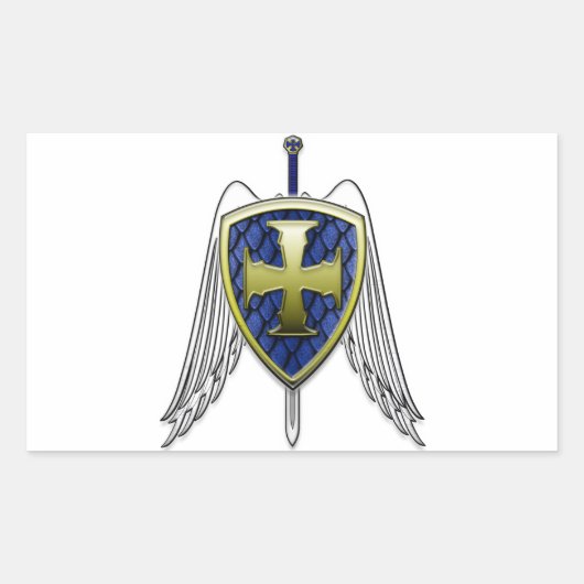 St. Michael - Dragon Scale Shield Rechthoekige Sticker (Voorkant)