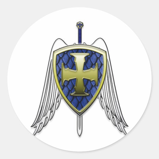 St. Michael - Dragon Scale Shield Ronde Sticker (Voorkant)