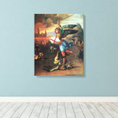 St MICHAEL EN DE DRACEN Canvas Afdruk (Insitu (Houten vloer))