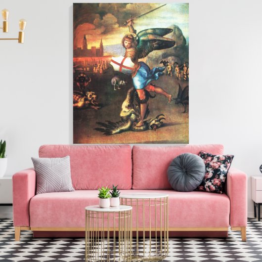 St. MICHAEL EN DE DRAGON Canvas Afdruk (Insitu (Woonkamer))