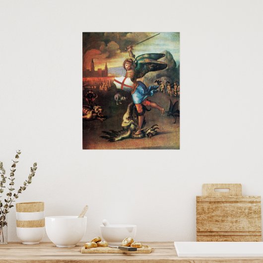 St. MICHAEL EN DE DRAGON Poster (Keuken)