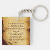 St Michael en de Dragon Prayer Perkament Sleutelhanger (Achterkant)