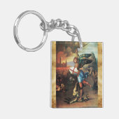 St Michael en de Dragon Prayer Perkament Sleutelhanger (Voorkant Links)