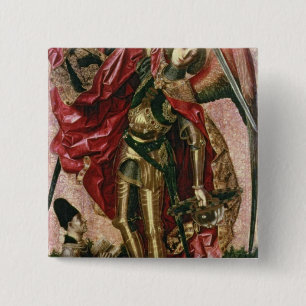 St. Michael en de Dragon Vierkante Button 5,1 Cm