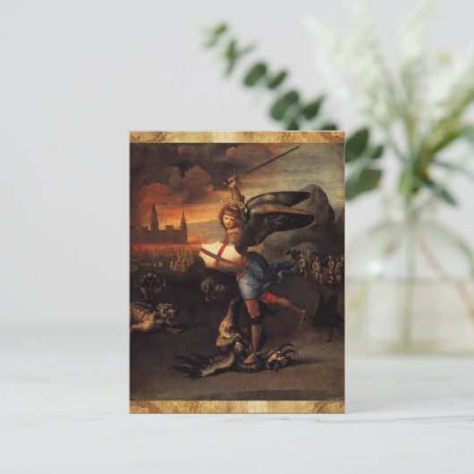 St. Michael en Dragon Briefkaart (Staand voorkant)