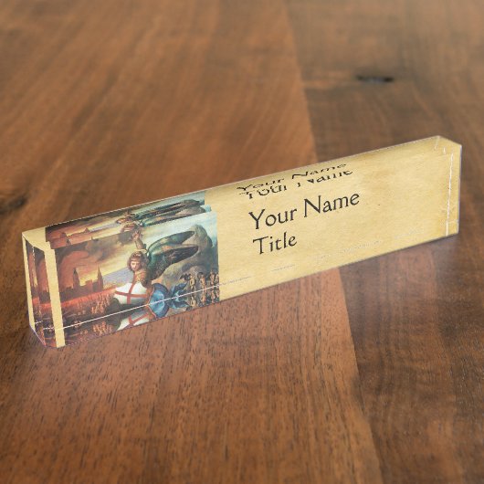 St. Michael en Dragon Parchment Naambordje (Zijkant)