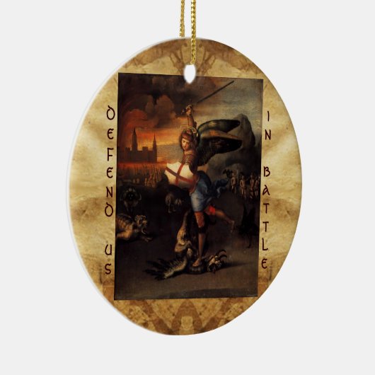 St. Michael en Dragon Prayer Keramisch Ornament (Rechts)