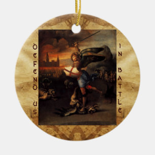 St. Michael en Dragon Prayer Keramisch Ornament