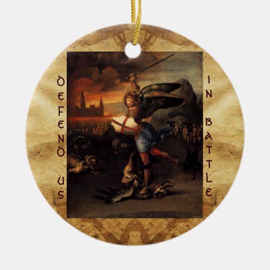 St. Michael en Dragon Prayer Keramisch Ornament (Voorkant)