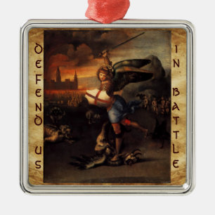 St. Michael en Dragon Prayer Metalen Ornament