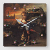 St. Michael en Dragon Vierkante Klok (Voorkant)