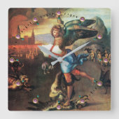 St. Michael en Dragon Vierkante Klok (Voorkant)