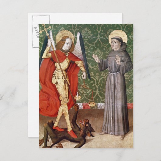 St. Michael en St. Francis of Assisi, c.1480 Briefkaart (Voorkant / Achterkant)