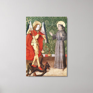 St. Michael en St. Francis of Assisi, c.1480 Canvas Afdruk