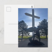 St. Michael engelbeeld bij reusachtig kruis Briefkaart (Voorkant / Achterkant)
