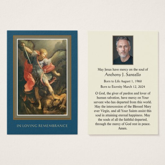 St. Michael Funeral Catholic Memorial Prayer Kaart (Voorkant /achterkant)