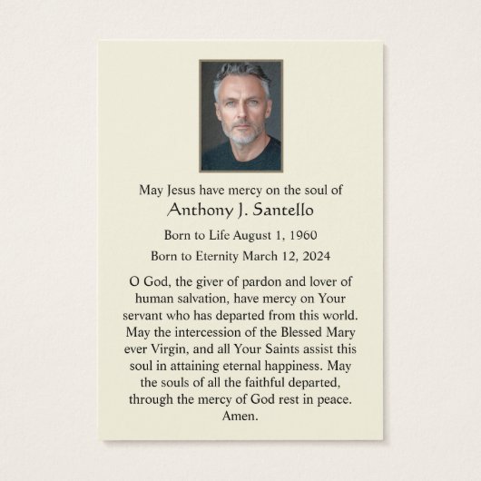 St. Michael Funeral Catholic Memorial Prayer Kaart (Achterkant)