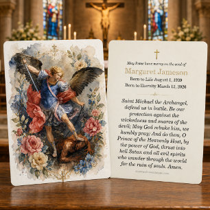 St. Michaël Funeral Memorial Heilige Gebed Visitekaartje