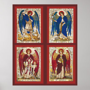 St. MIchael, Gabriel, Raphael en Uriel Archangel Poster