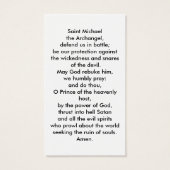 St Michael gebedskaart Visitekaartje (Achterkant)