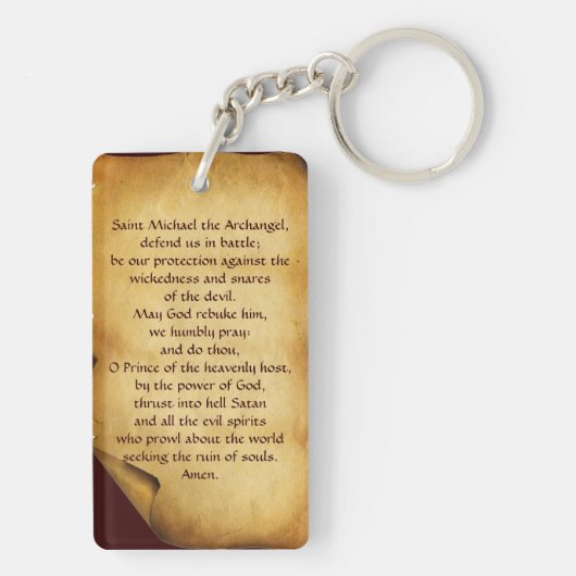 St. Michael het aartsengel gebedsparkament Sleutelhanger (achterkant)