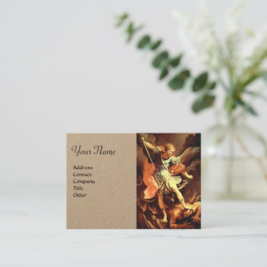 St. Michael, het Aartsengel Kraft Paper Visitekaartje (Staand voorkant)