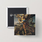 St. Michael Overweldigend the Demon, 1518 Vierkante Button 5,1 Cm (Voorkant /achterkant)