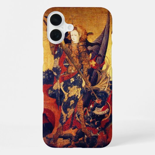 St. Michael overwint de duivel als middeleeuwse ri iPhone Hoesje (Achterkant)