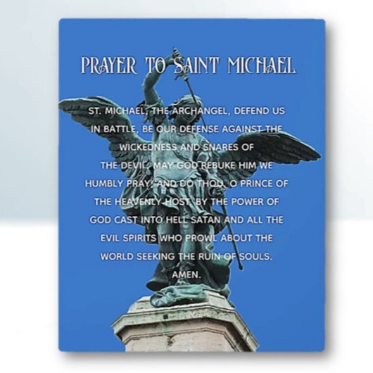St. Michael Prayer easel tafelblad Plaque Fotoplaat